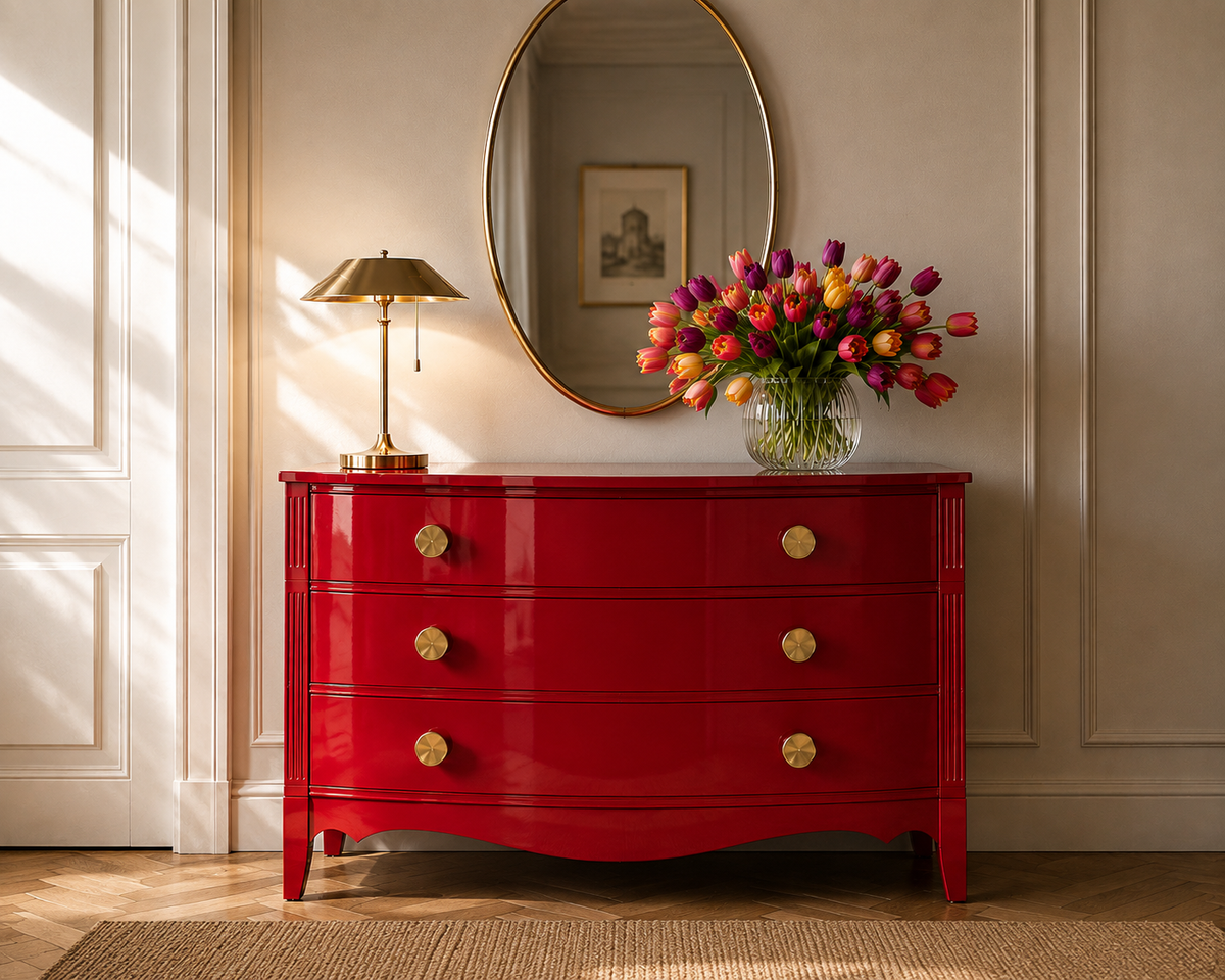 Statement Cabinet Red Laquer